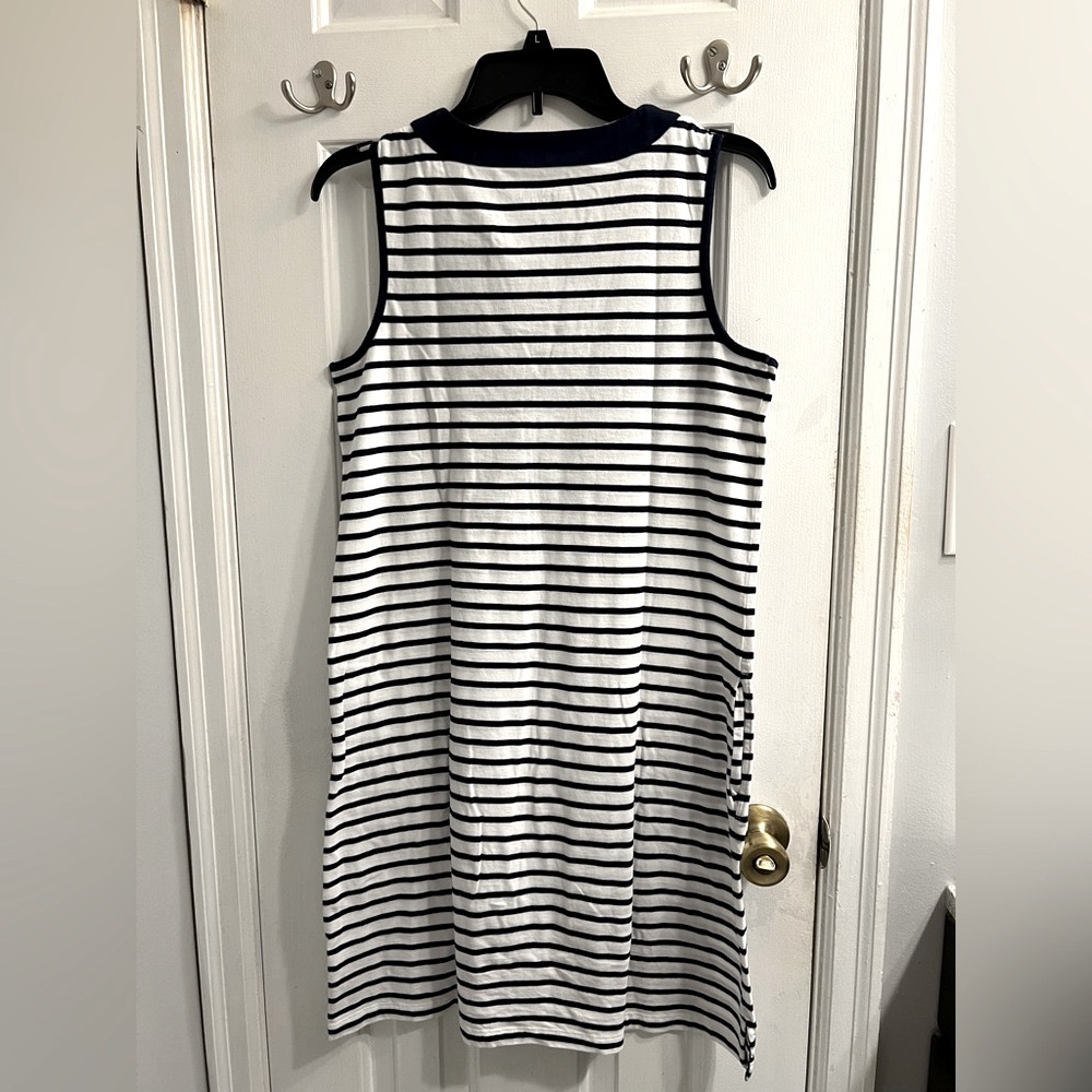 Lands End Navy White Striped Tank Dress Sz S - Picture 3 of 9